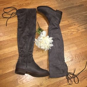 Chase and Chloe Grey Over-the-Knee Boots